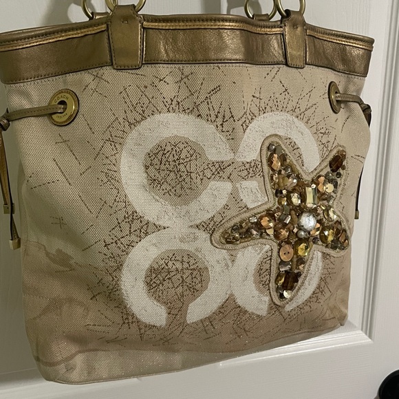 Coach Starfish Gold and Cream Beach Tote Bag - Picture 2 of 13
